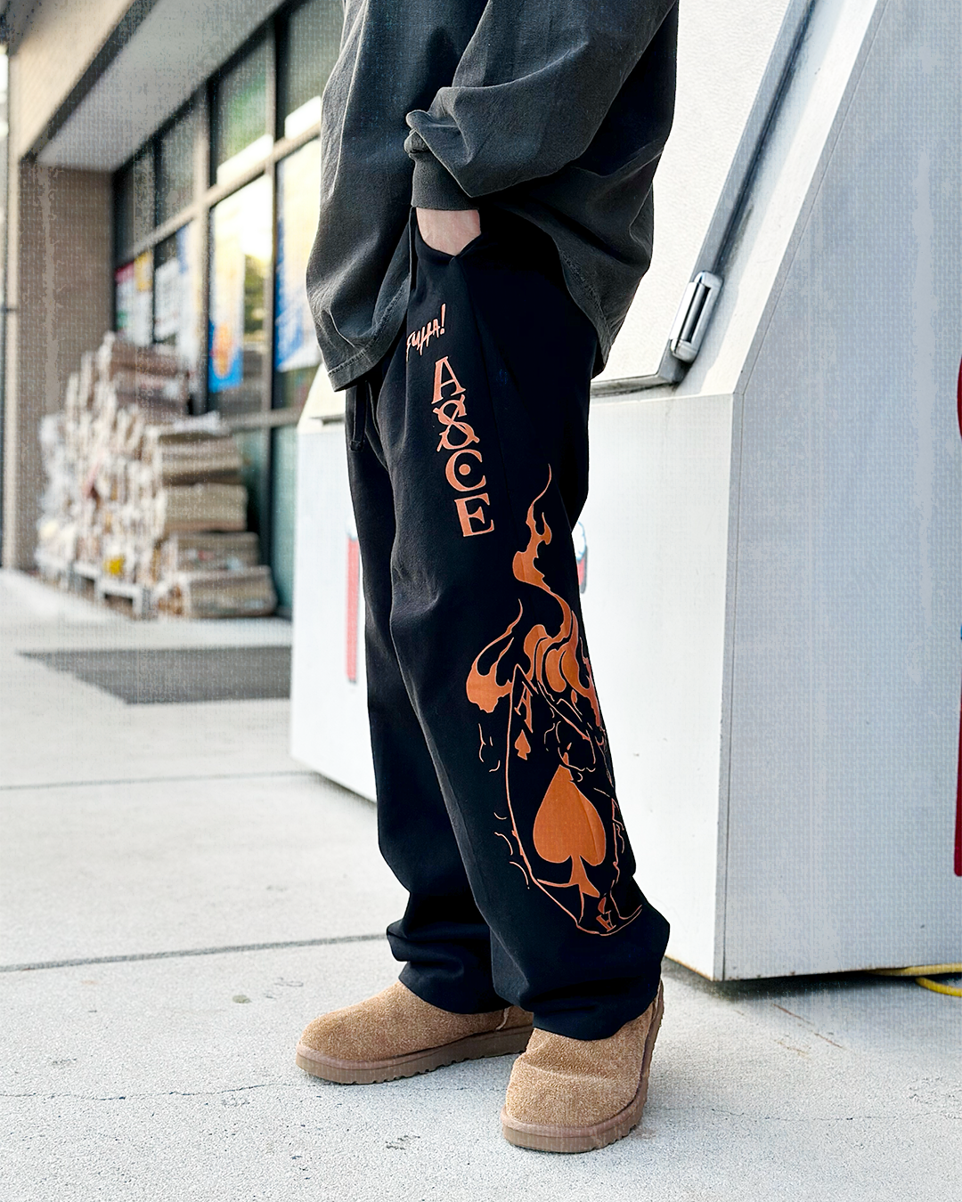 Ace Flame Spade Black Sweatpants