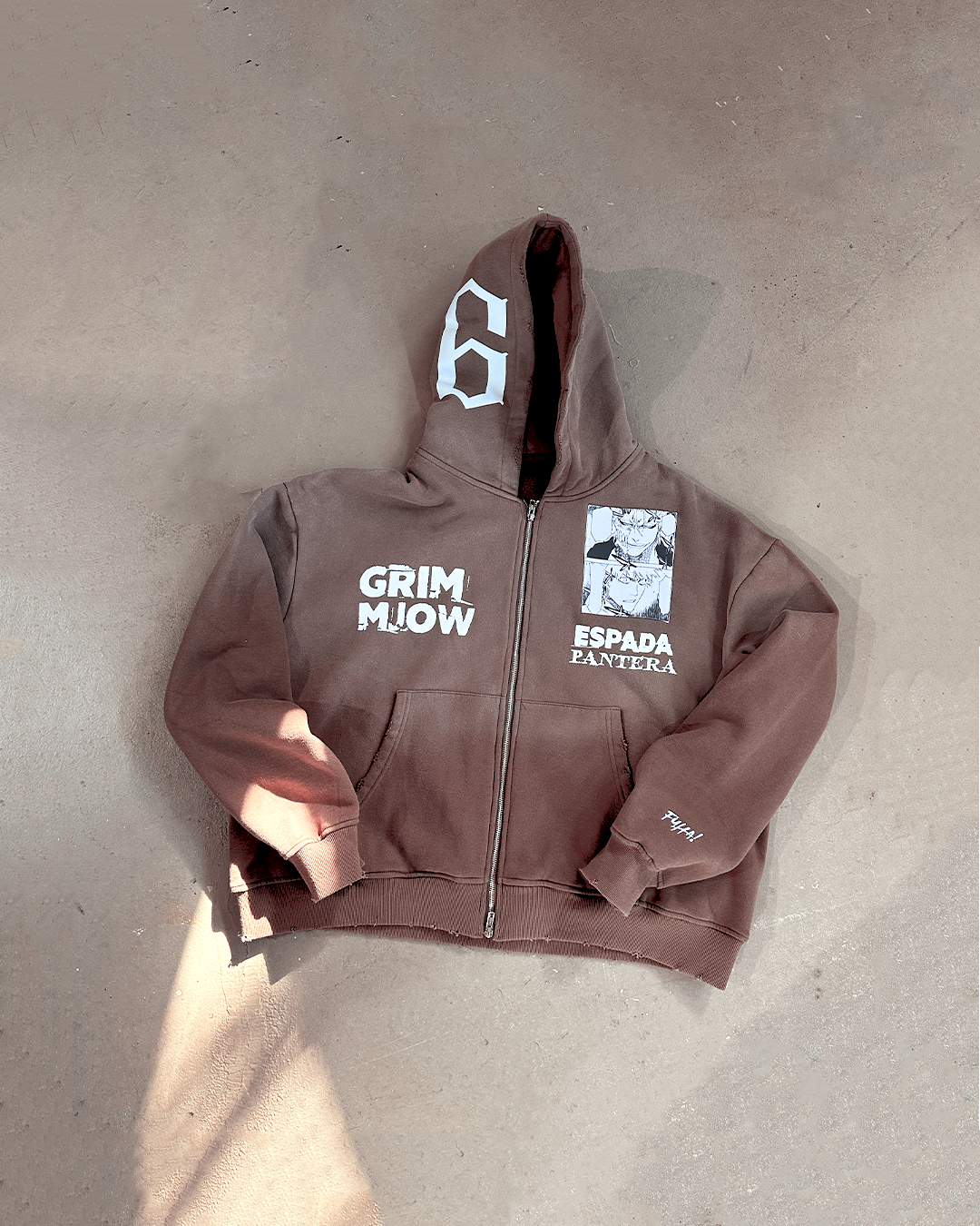 Los Numeros 6 Brown Full Zip Hoodie