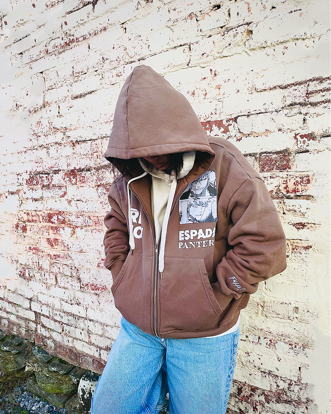 Los Numeros 6 Brown Full Zip Hoodie