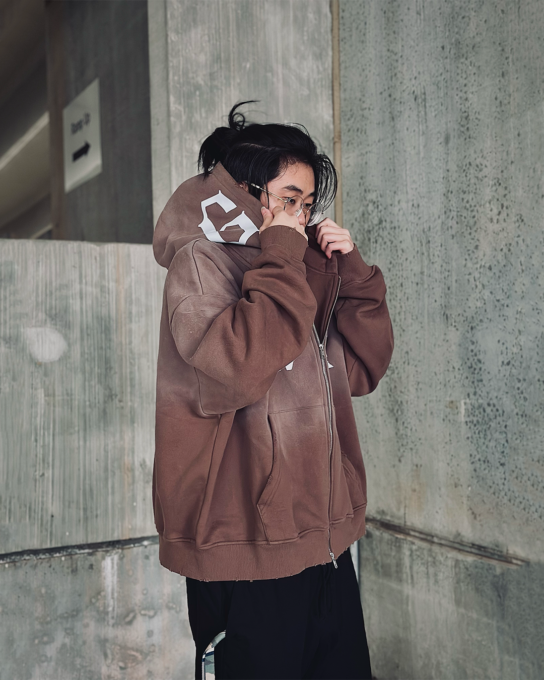 Los Numeros 6 Brown Full Zip Hoodie