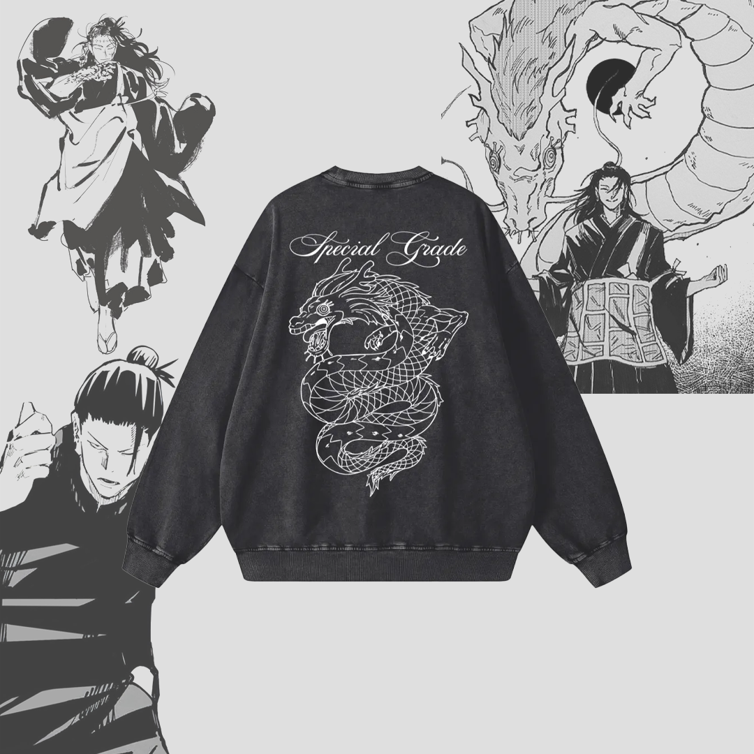 Rainbow Dragon Black Snow Washed Crewneck