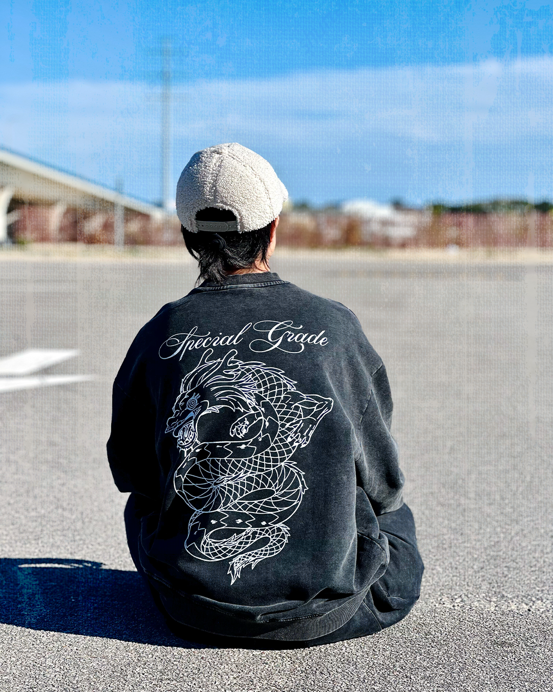 Rainbow Dragon Black Washed Crewneck