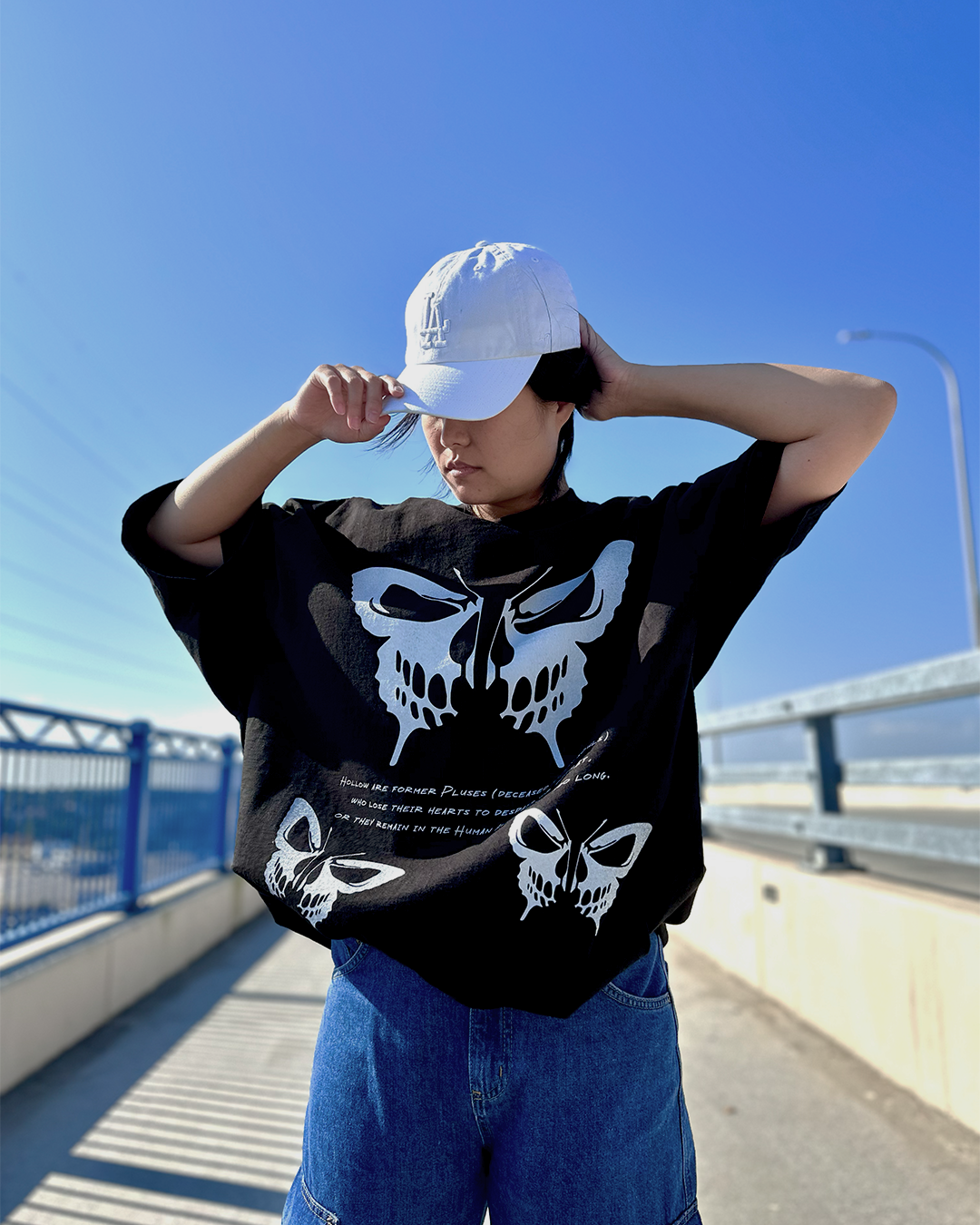 Hollow Butterfly Black Oversized Tee
