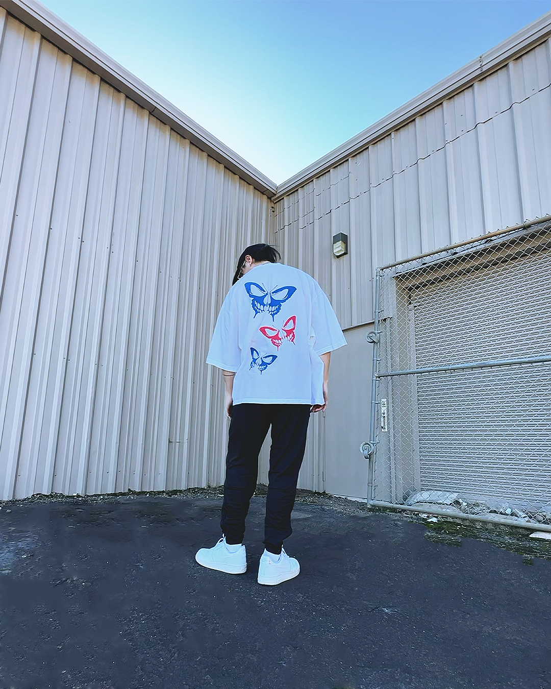 Hollow Butterfly White Oversized Tee