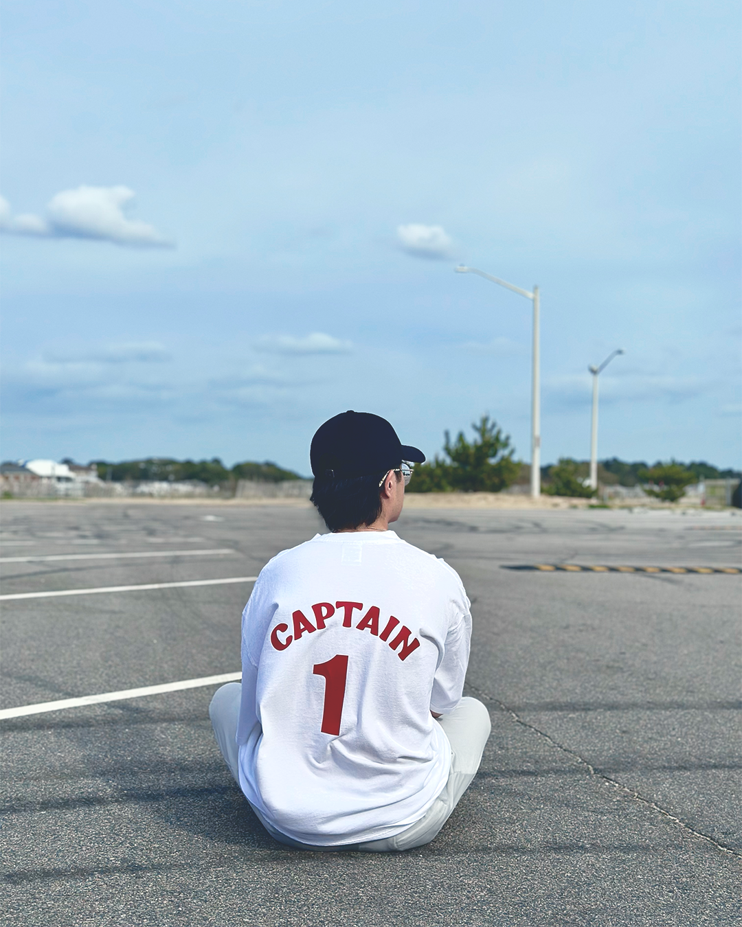 Captain 4-Panel White Oversized Tee