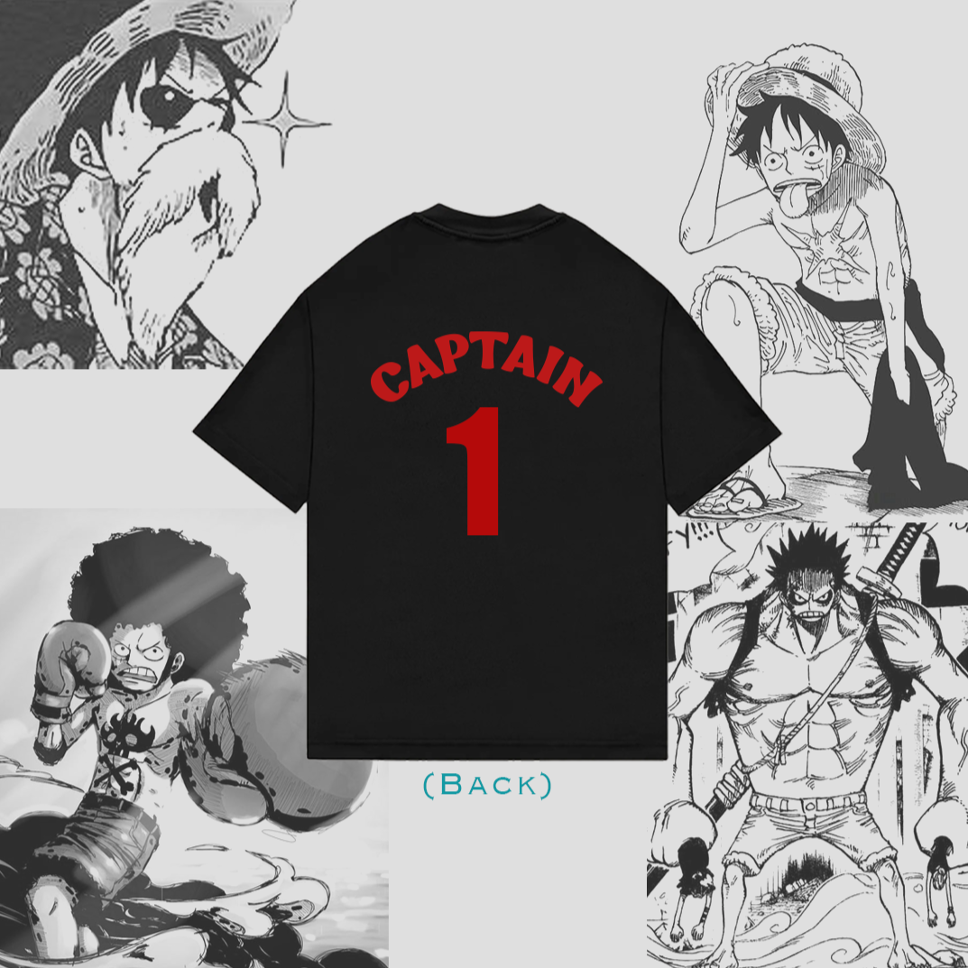 Captain 4-Panel Black Oversized Tee
