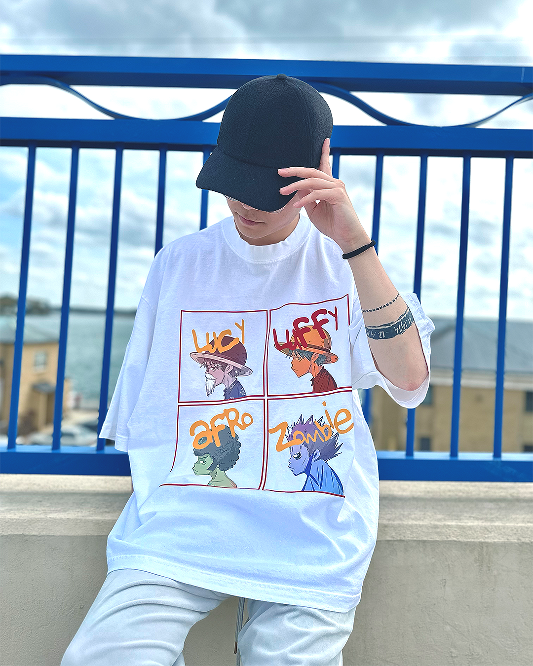 Captain 4-Panel White Oversized Tee