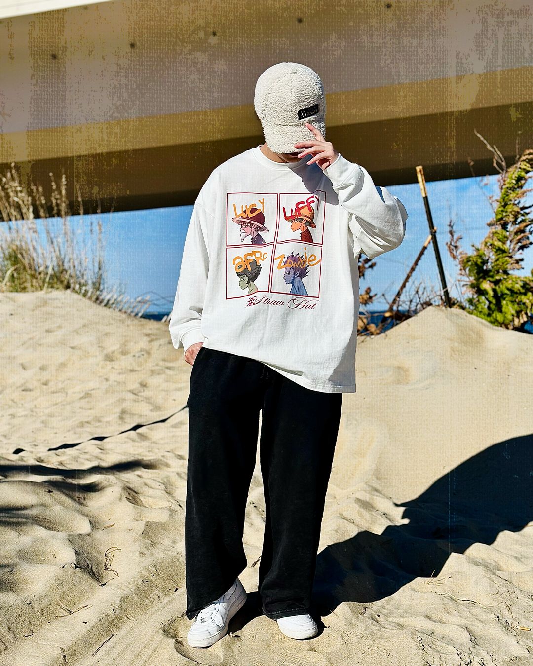 Captain 4-Panel White Long Sleeve