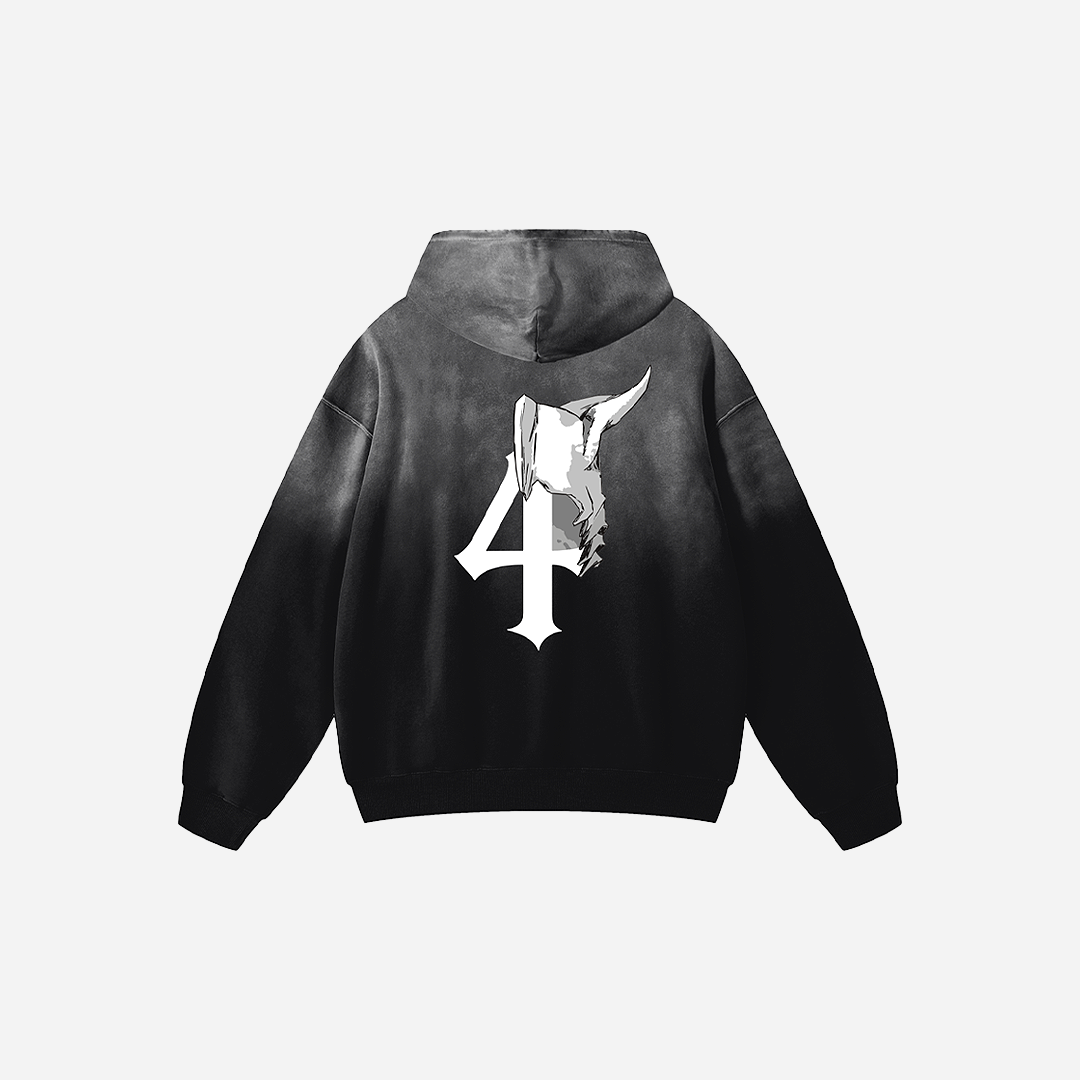 Los Numeros 4 Charcoal — Sun Fade Hoodie