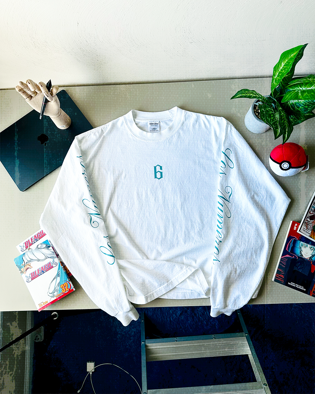 Los Numeros 6 White Long Sleeve Shirt