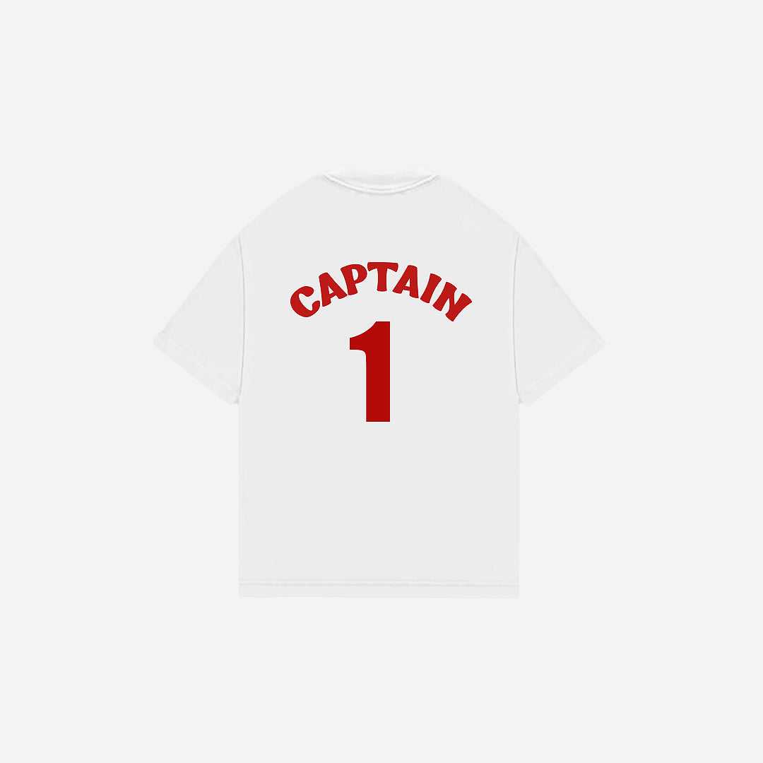 Captain 4-Panel White Oversized Tee