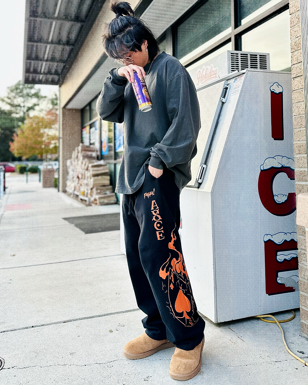 Ace Flame Spade Black Sweatpants