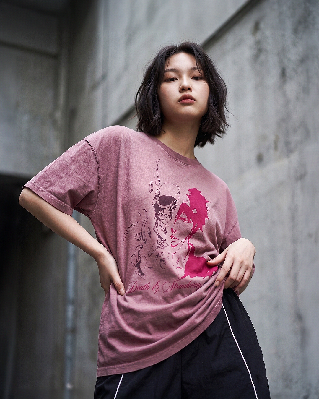 Death & Strawberry Rose Pink Tee