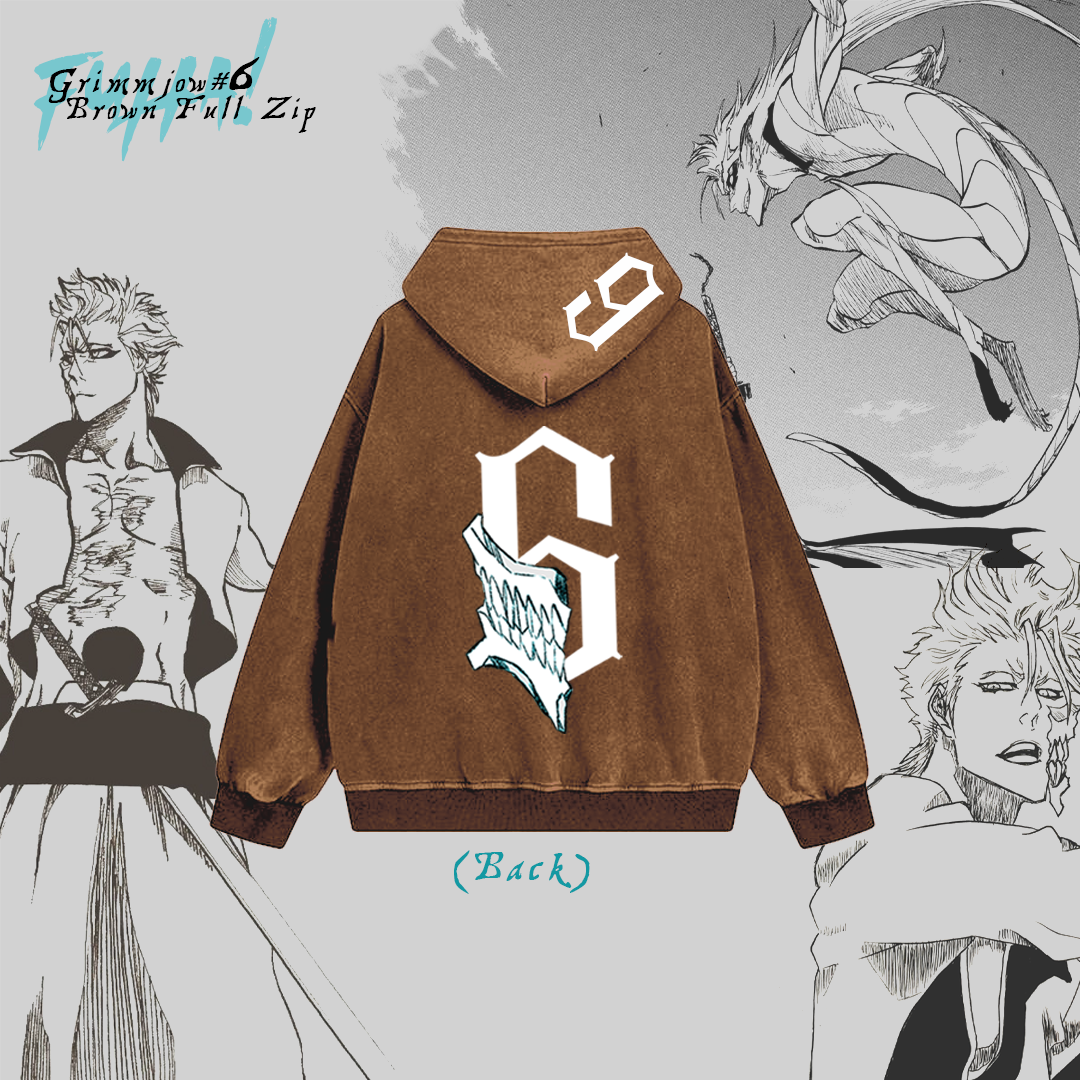 Bleach Grimmjow #6 Brown Full Zip Hoodie