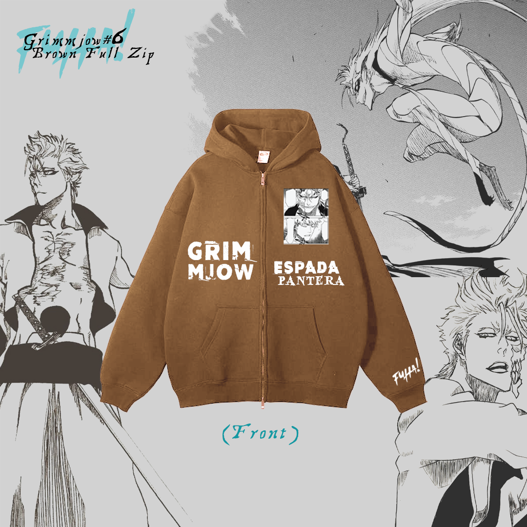 Bleach Grimmjow #6 Brown Full Zip Hoodie