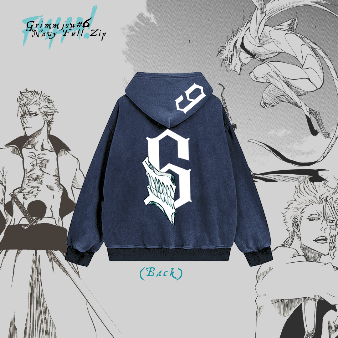 Bleach Grimmjow 6 Navy Full Zip Hoodie