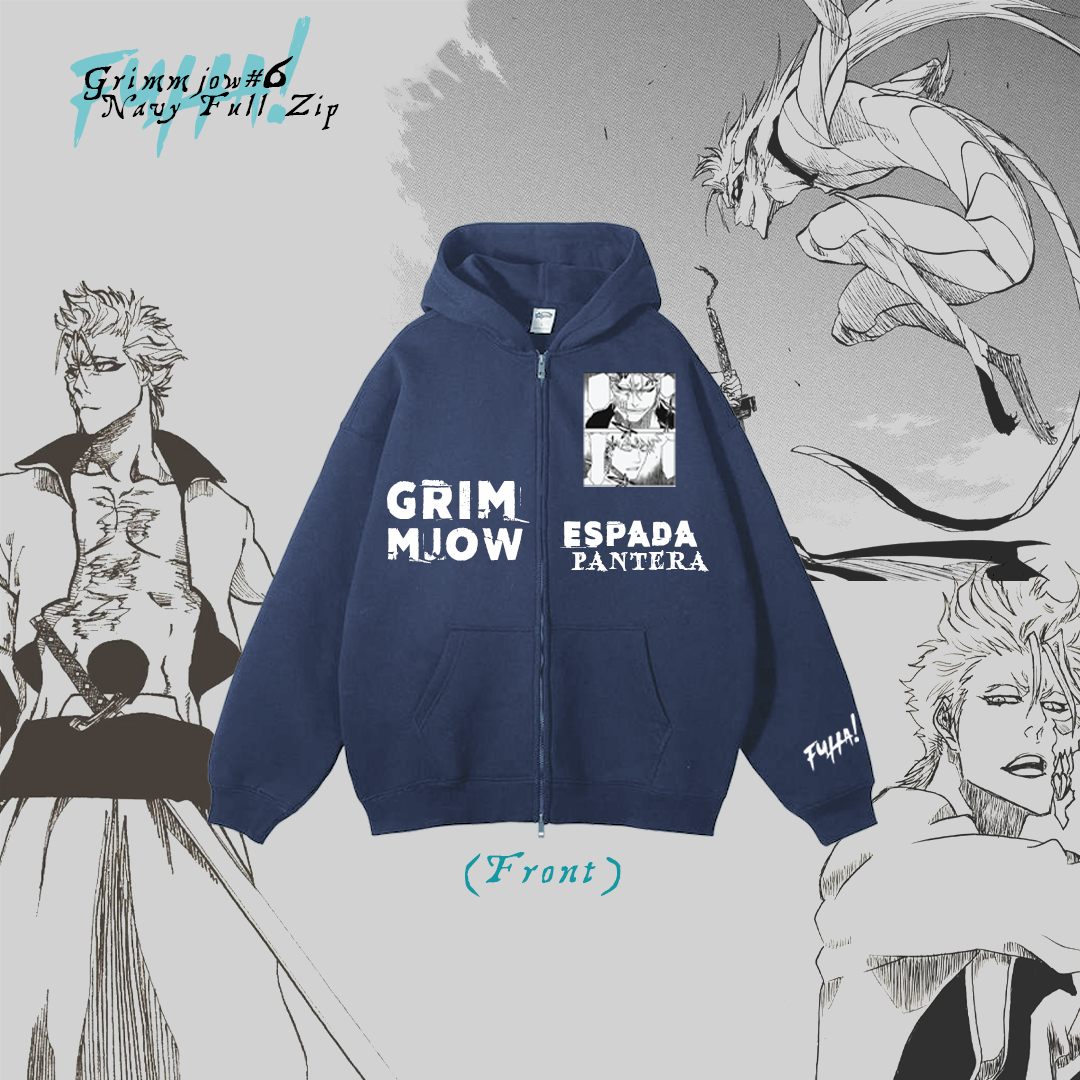 Bleach Grimmjow 6 Navy Full Zip Hoodie