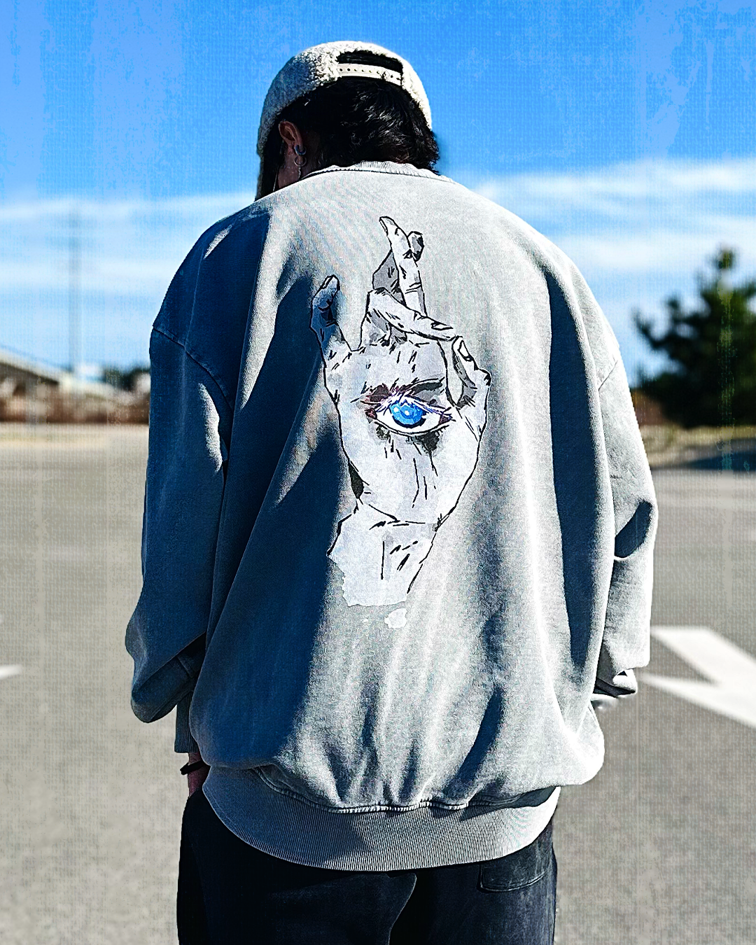 Limitless Grey Snow Washed Crewneck