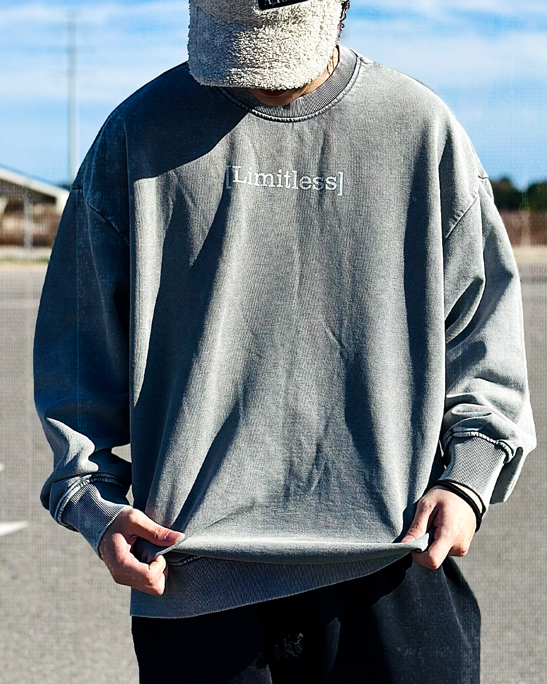 Limitless Grey Snow Washed Crewneck