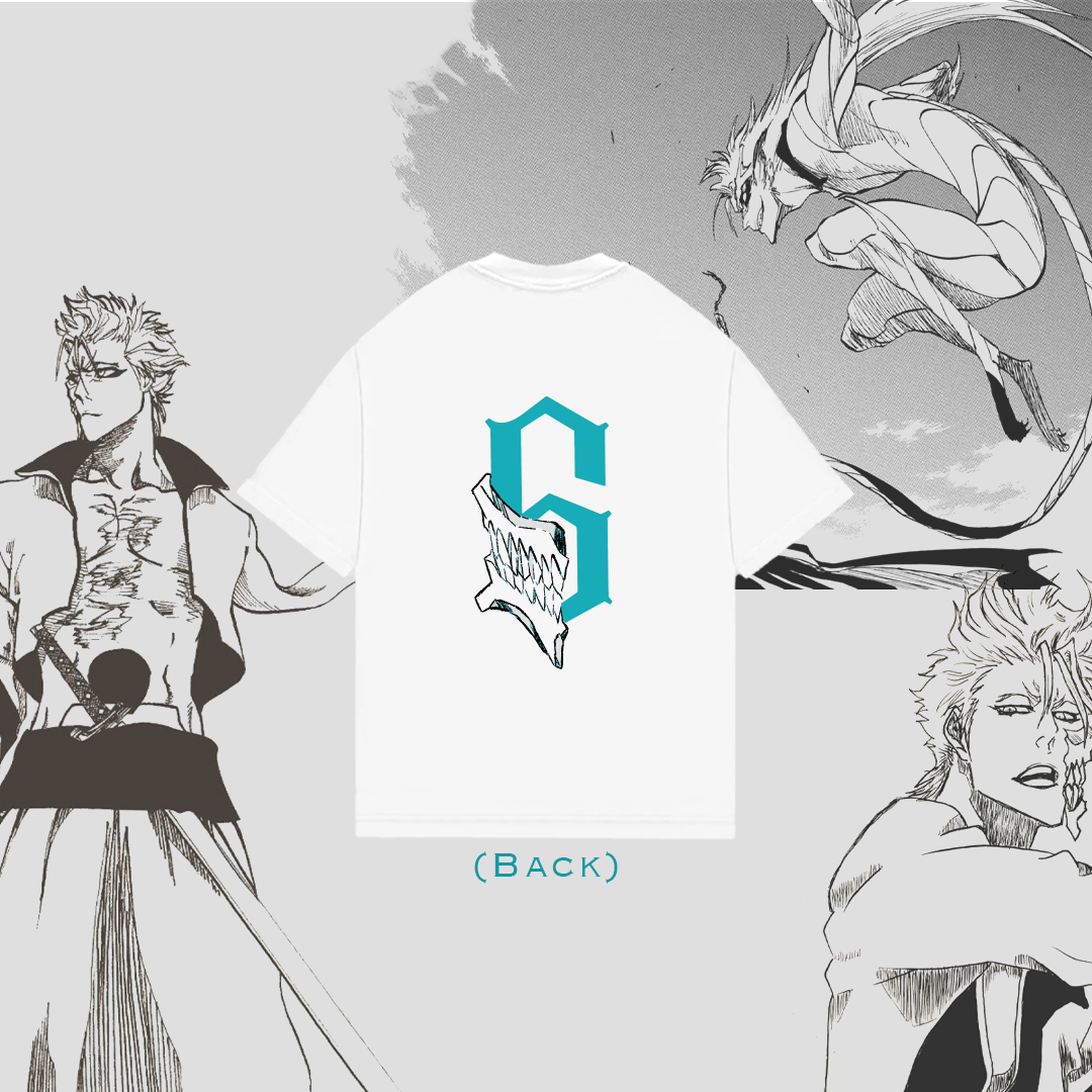 Bleach Grimmjow 6 White Drop Shoulder Tee