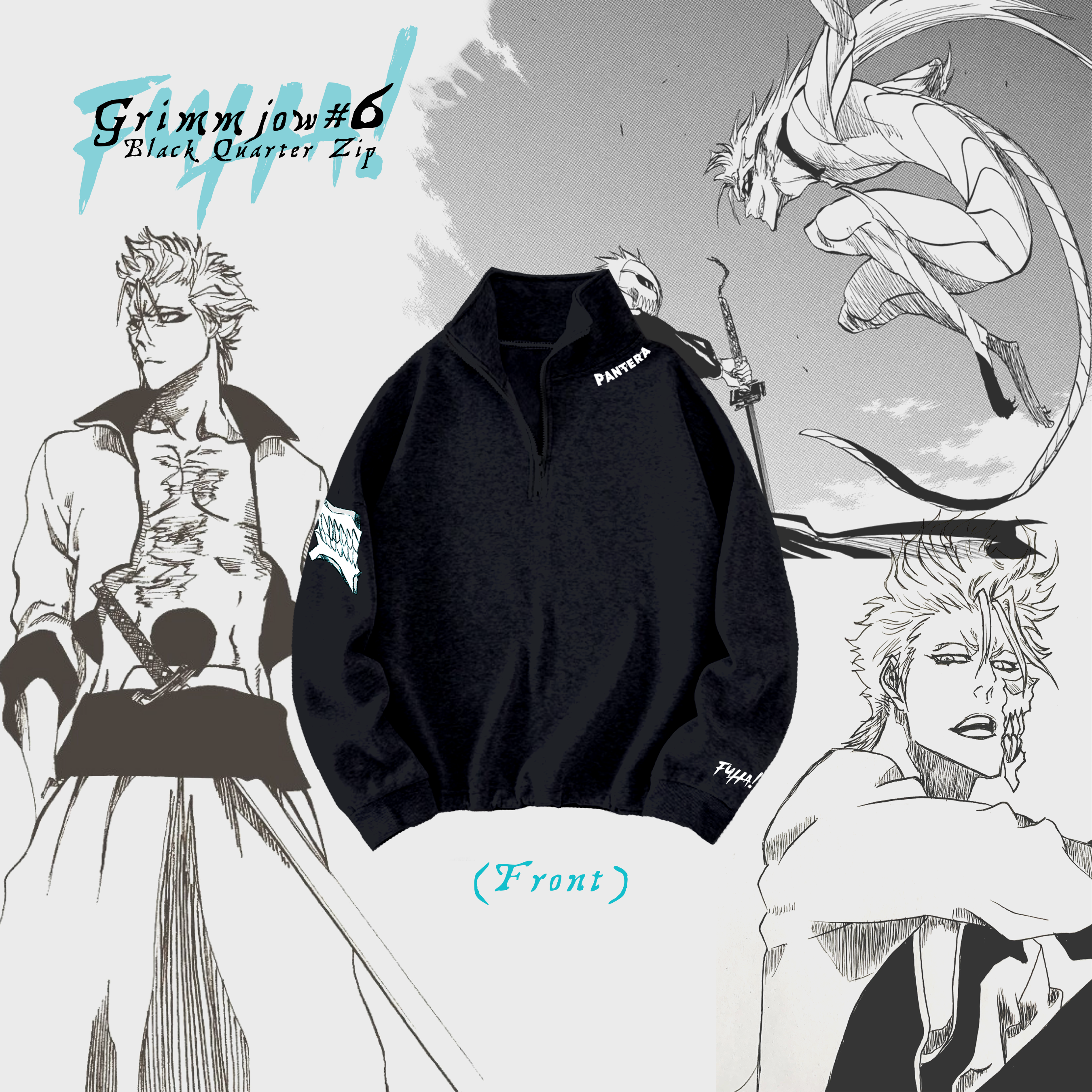 Bleach Grimmjow 6 Black Quarter-Zipper Sweater