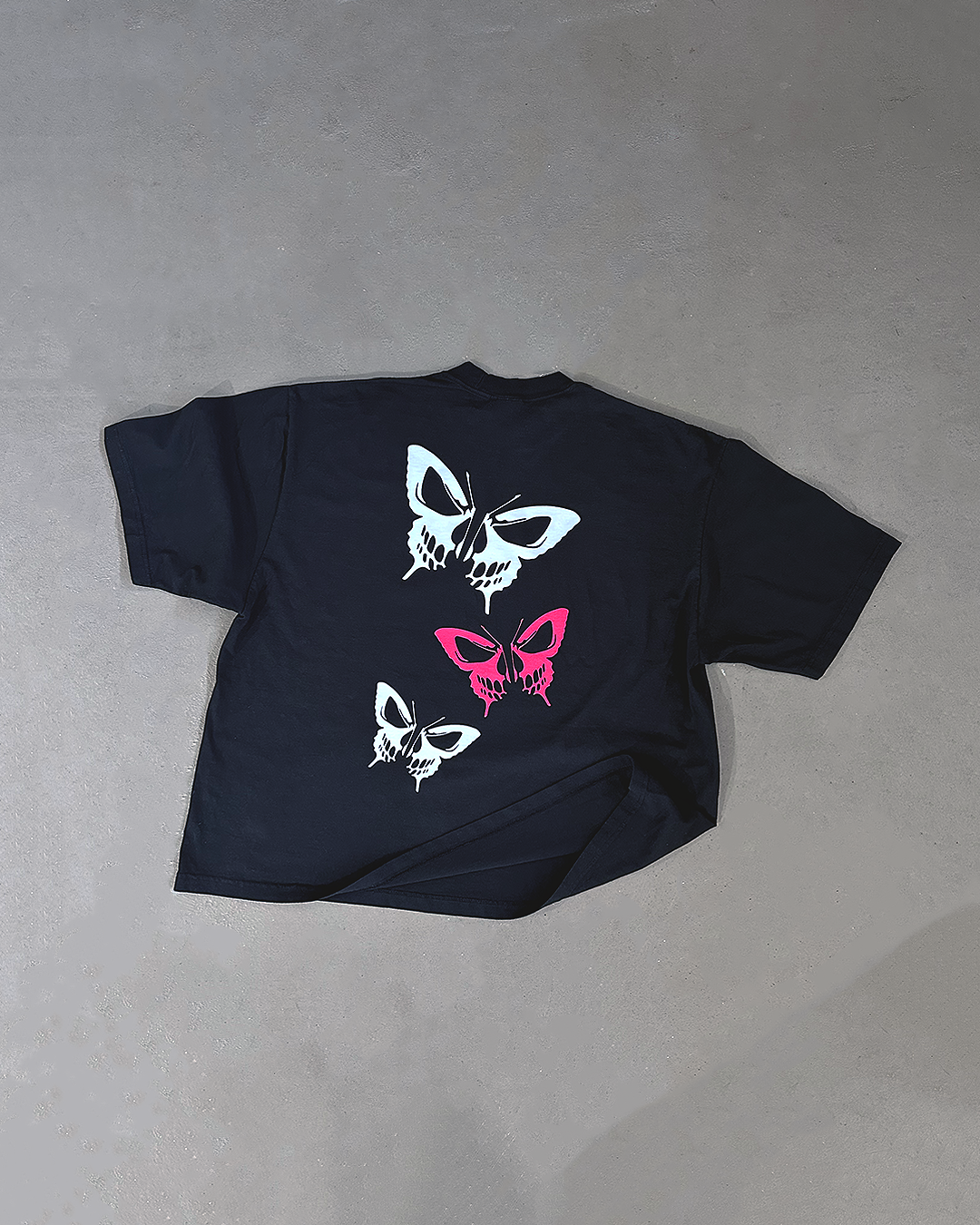 Hollow Butterfly Black Oversized Tee