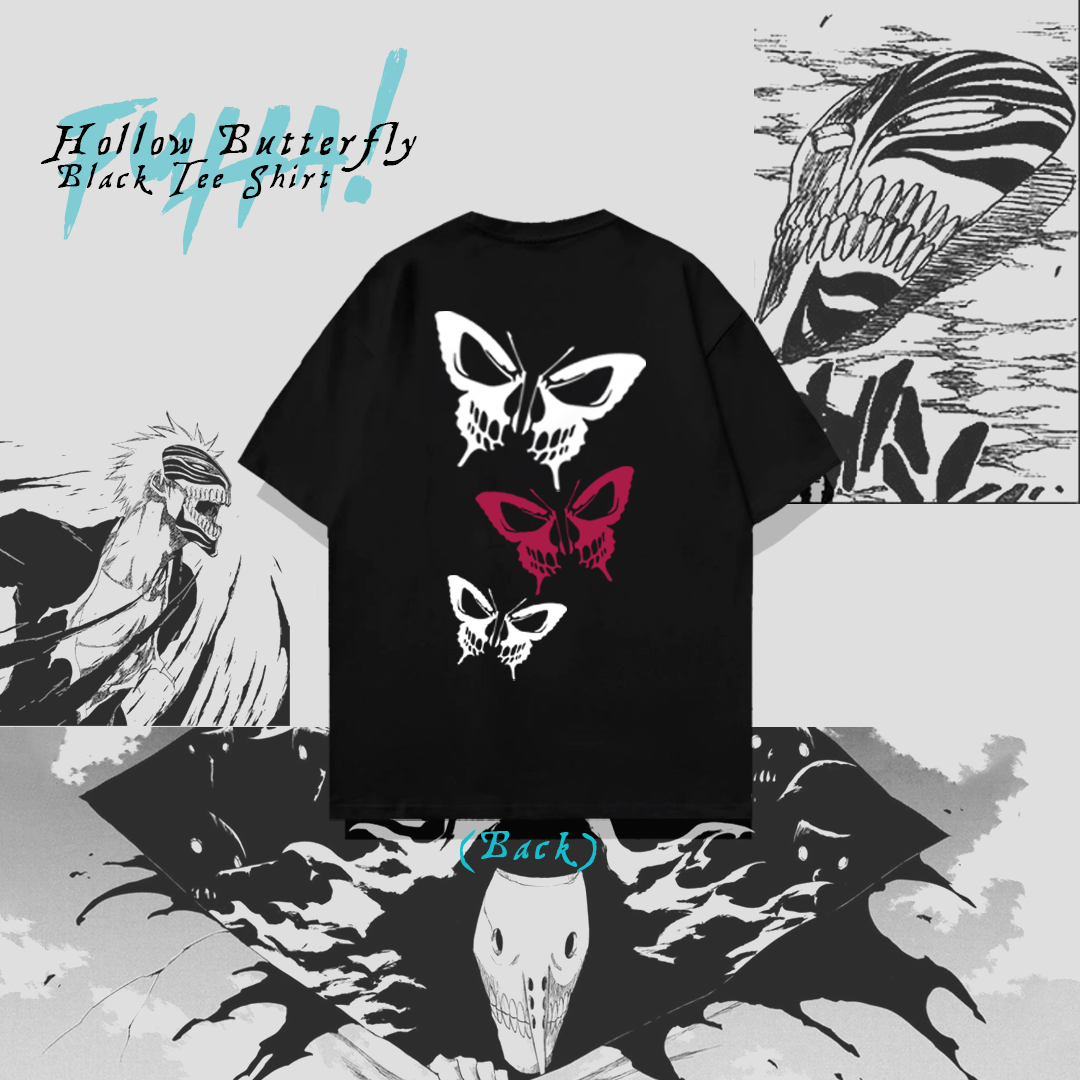 Bleach Hollow Butterfly Black Drop Shoulder Tee