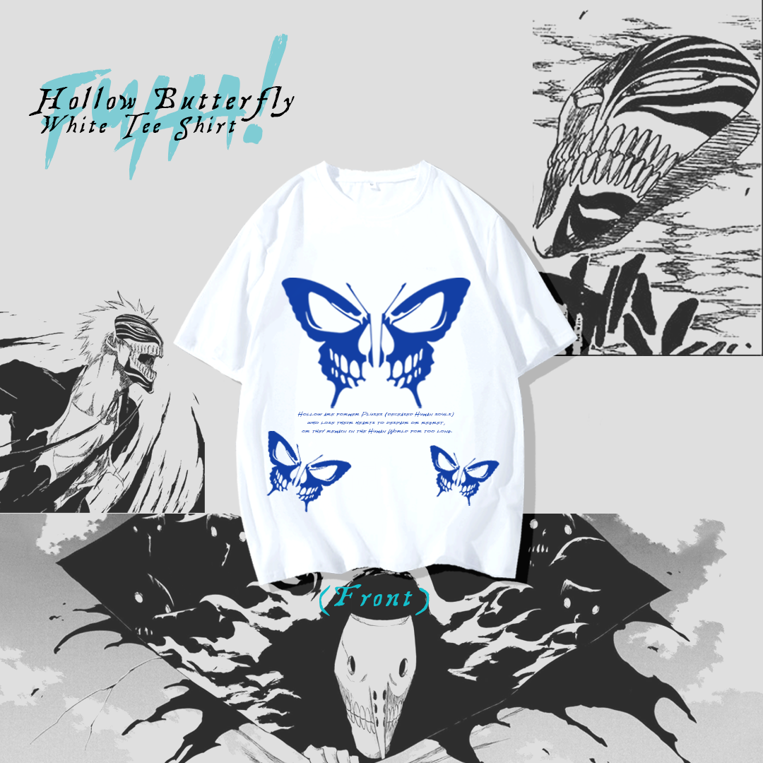 Bleach Hollow Butterfly White Drop Shoulder Tee